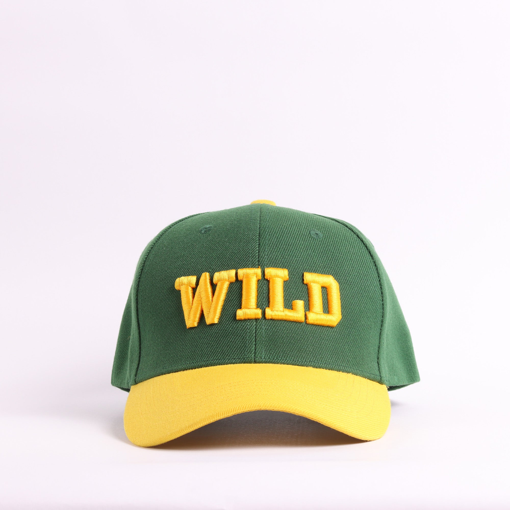 Forest Green & Yellow "WILD" Embroidered Cap