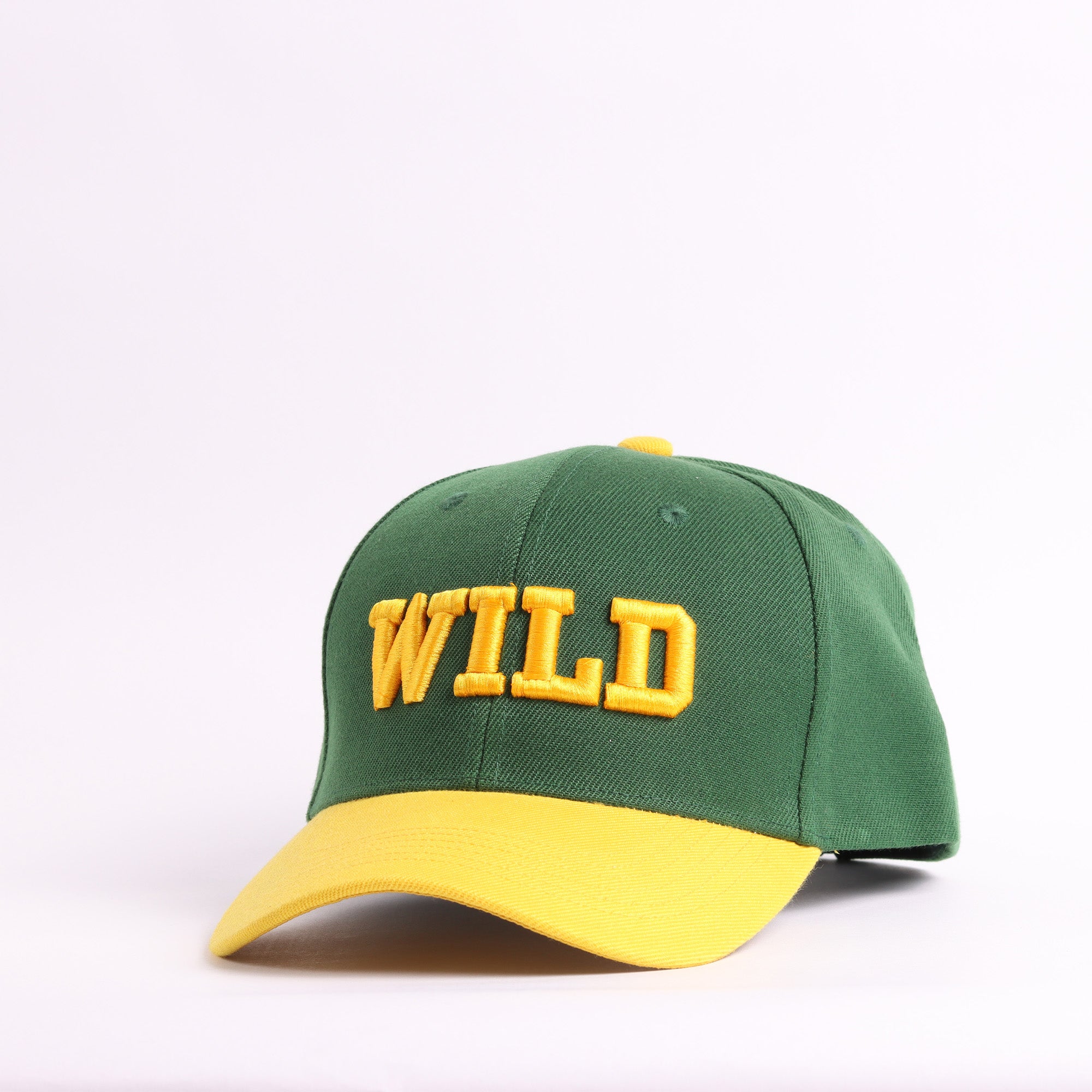 Forest Green & Yellow "WILD" Embroidered Cap