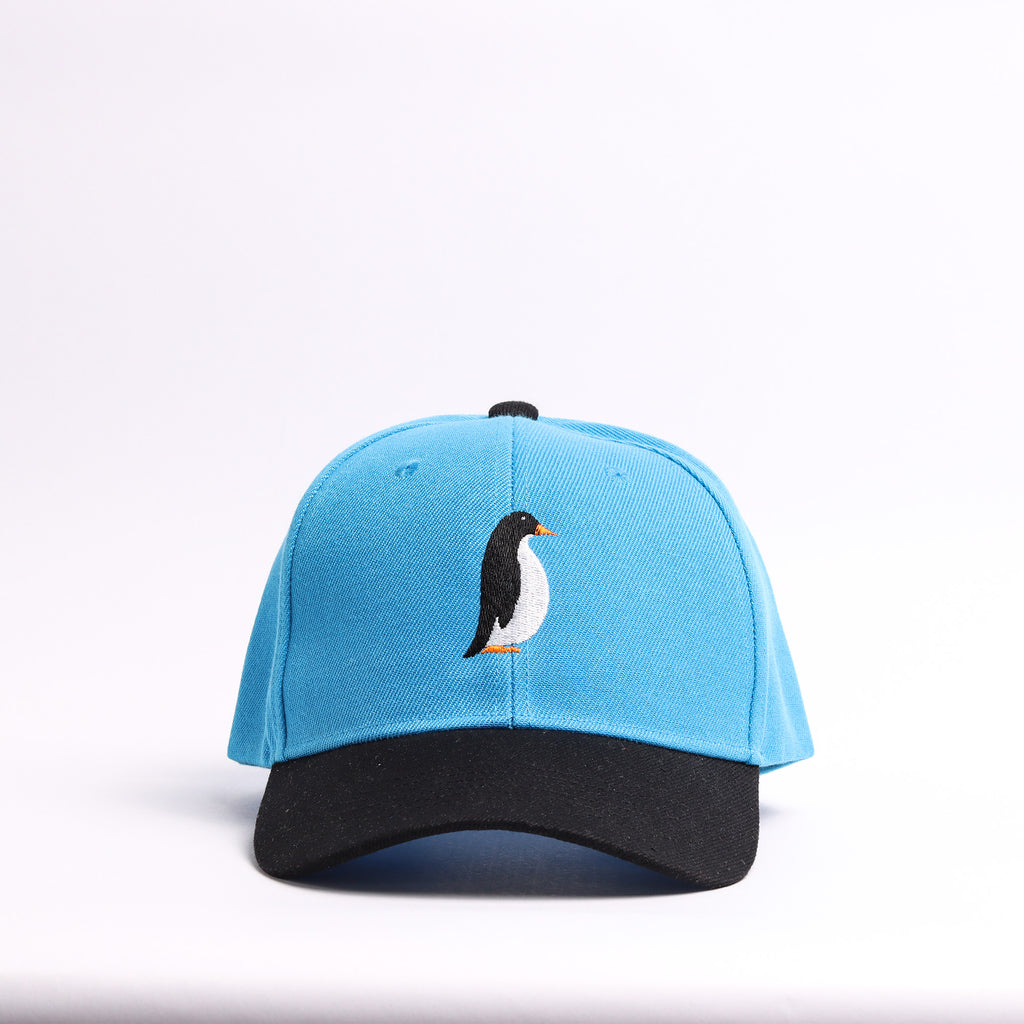 Sky Blue & Black Penguin Embroidered Cap