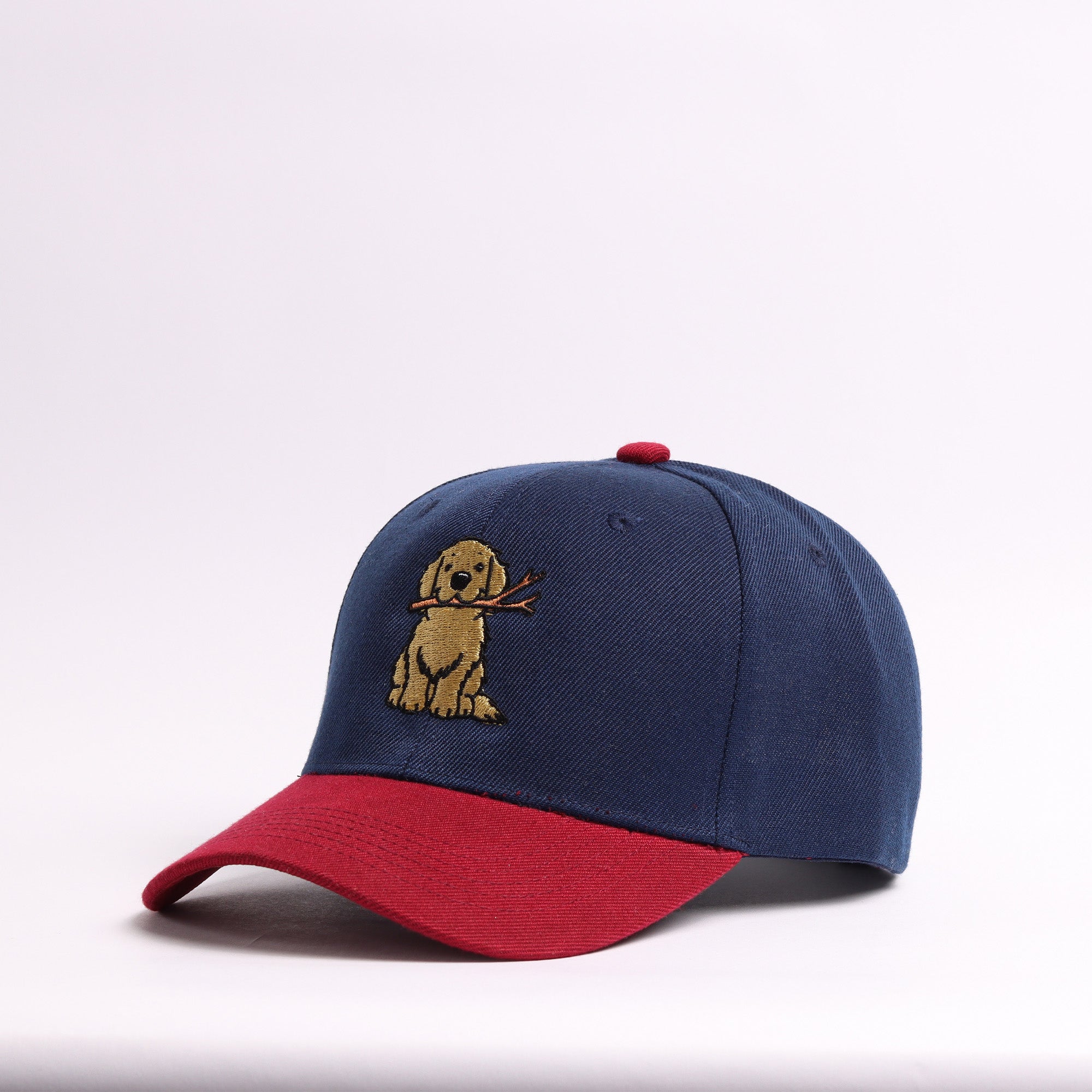 Navy & Maroon Golden Retriever Baseball Cap