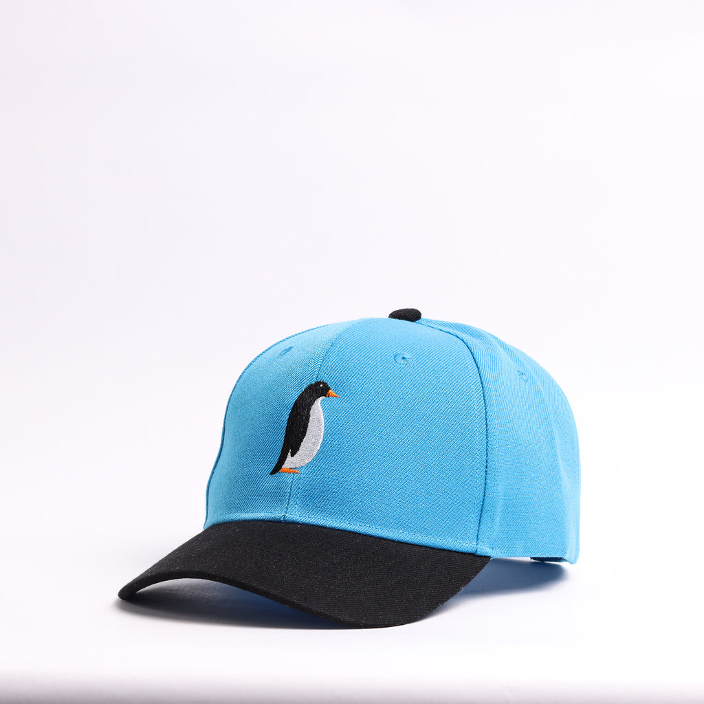 Sky Blue & Black Penguin Embroidered Cap
